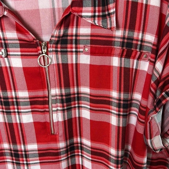 Women 3X top,red, plaid , cottage core , country vibe, cowboy, rodeo.NWOT,EC - Picture 4 of 15